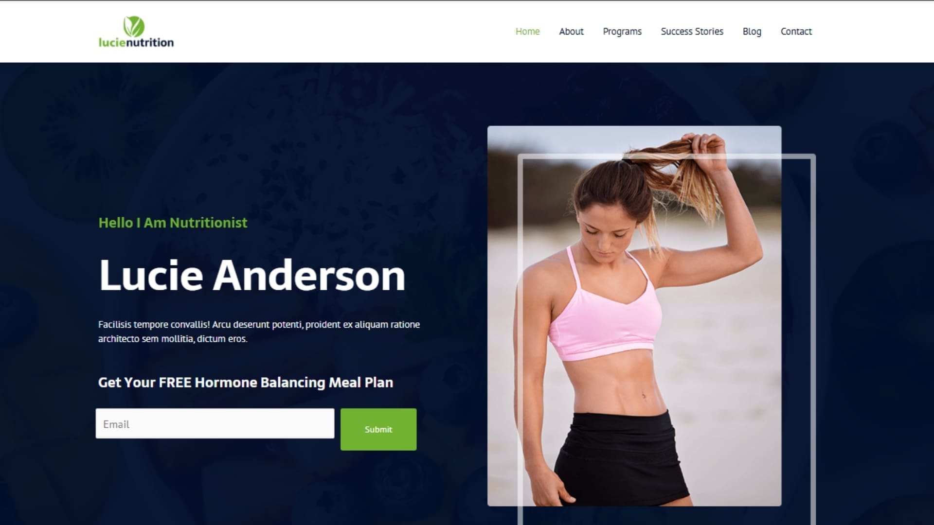 Free websites ireland (28) - Heaventree Website Design A fit woman in a pink sports bra and black shorts, showcasing a healthy lifestyle and fitness journey, featured on a wellness program website.